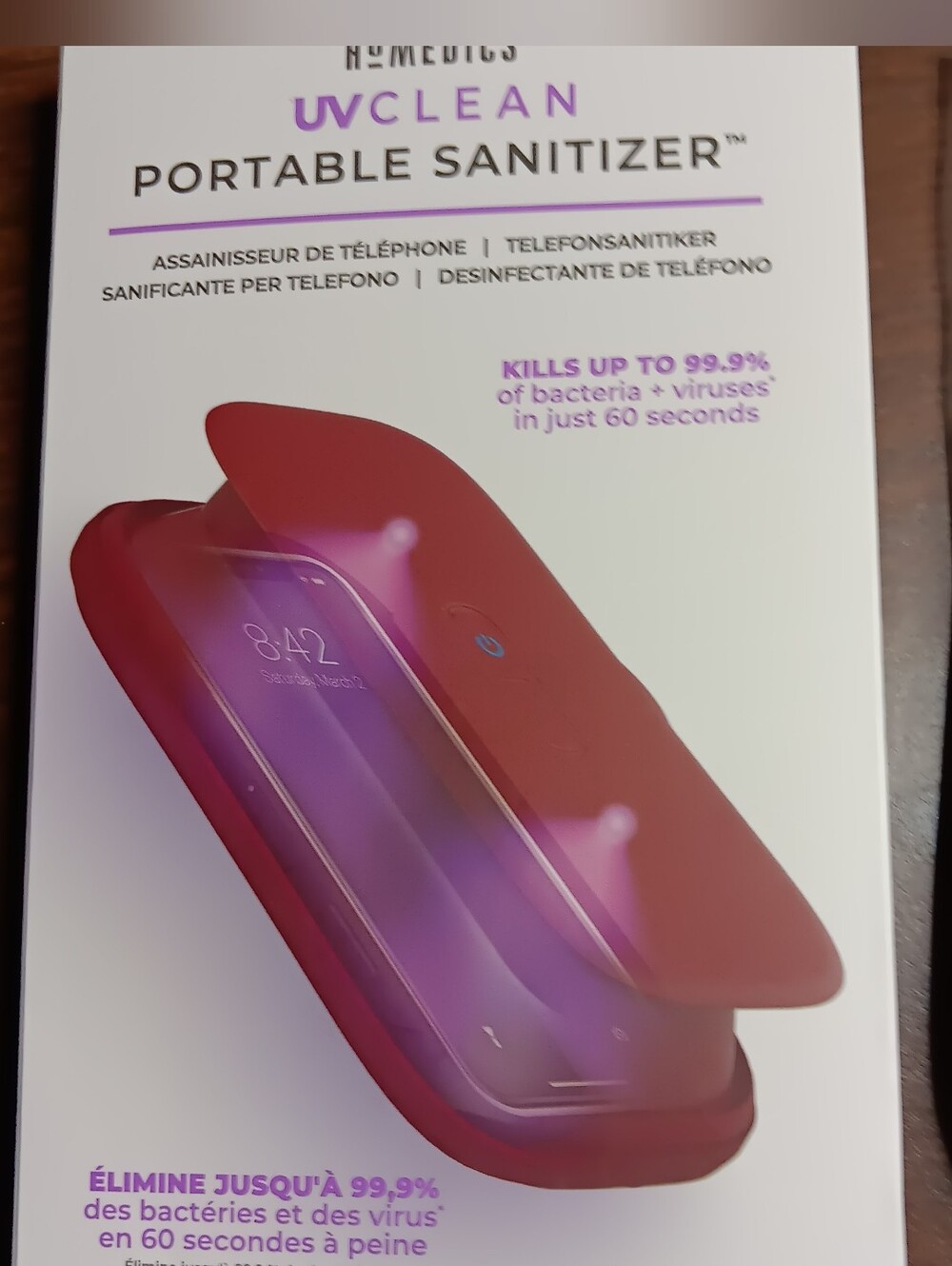 Homedics UVClean Portable Sanitizer - Red Rechargeable